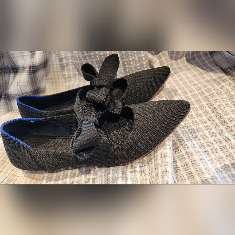 ROTHYS BLACK BOW TIE FLATS - Picture 5 of 7